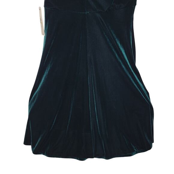 CALVIN KLEIN Green Velvet High Neck Cowl Back PullOn Cap Sleeve Midi Dress Sz 14 - Picture 9 of 15